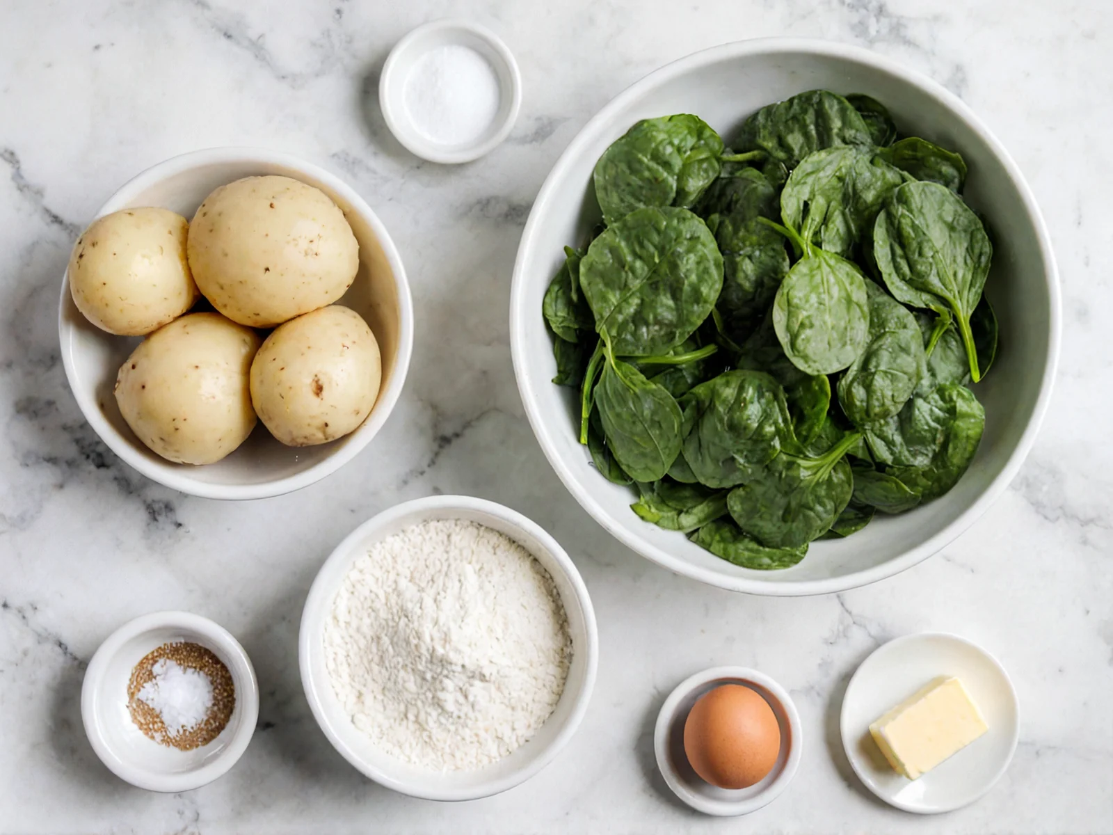 Składniki do Viralowe kopytka szpinakowe