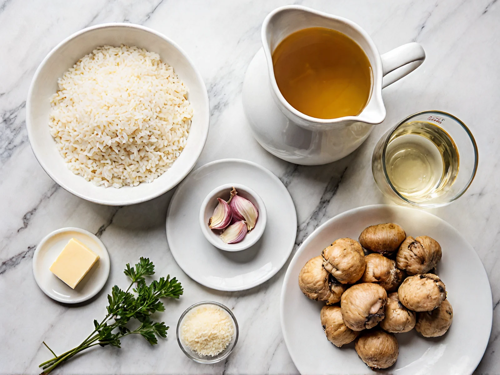 Składniki do Aksamitne risotto z kurkami