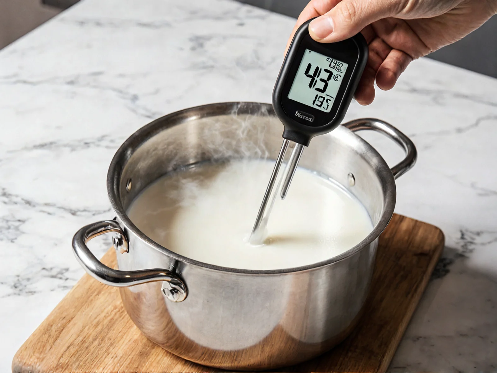 Kraftowy jogurt grecki w trakcie przygotowania